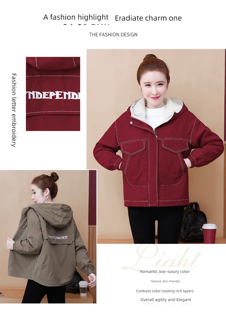 loose coat female Retro Hong Kong flavor cotton work clothes Jacket lamb