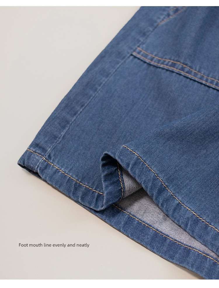 Soft Girls' Lyocell Cotton-Feel Denim Shorts, Loose Thin Denim Mid-Length Pants, 2026 Summer Style, Casual Pants for Older Children — 23
