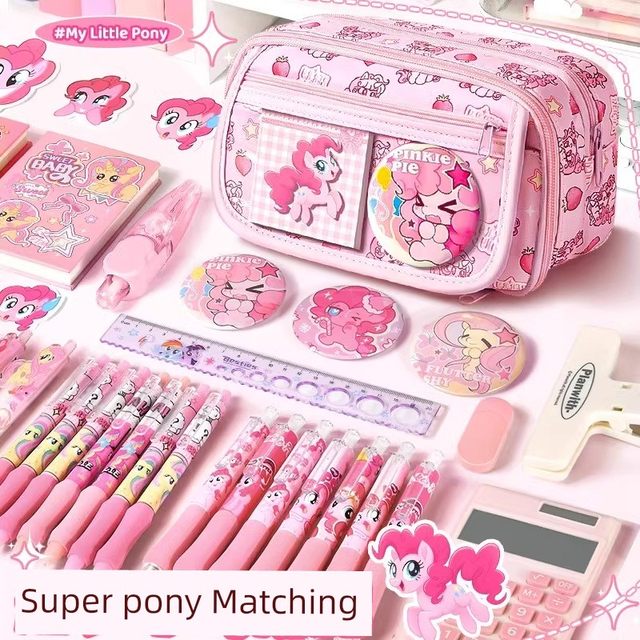 Little Pony Poly Pencil Bag Large Capacity Girls Cute High-Precision Pencil Box 2025 New Pencil Box Junior High School Student Pain Pack Multifunctional Multi-layer Storage Bag Primary School Student Transparent Pencil Bag Bar