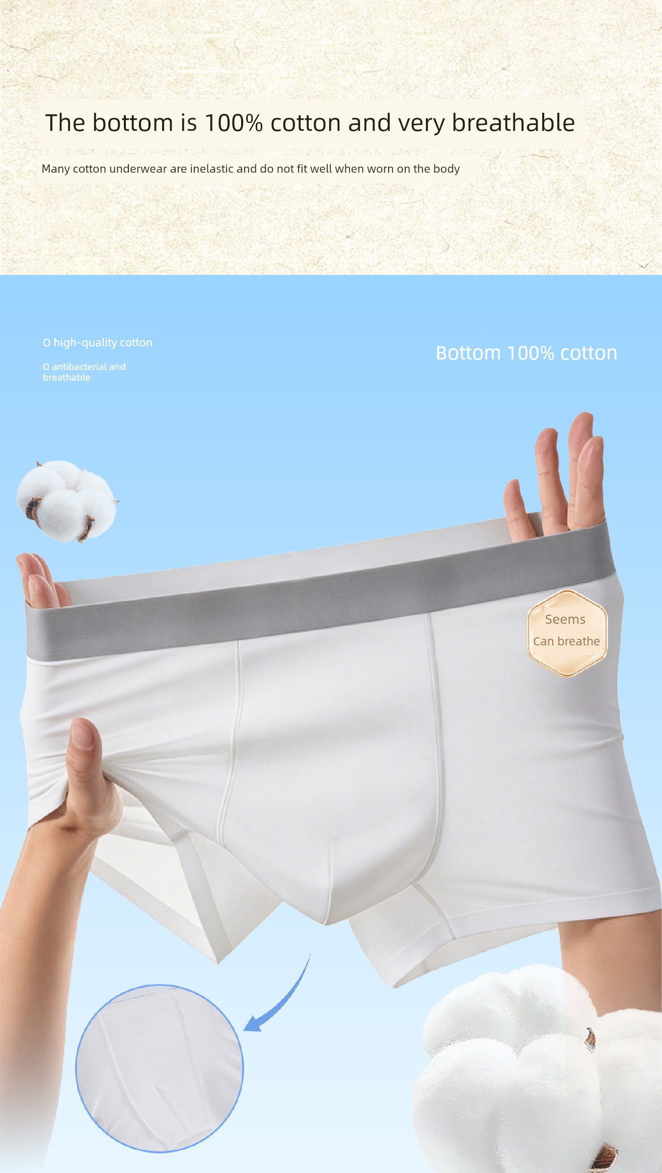 Waytogo Disposable Underwear for Men, Pure Cotton, Sterile, Individually Packaged, Daily Use, No-Wash, Medical-Grade, Seamless Boxer Briefs — 2