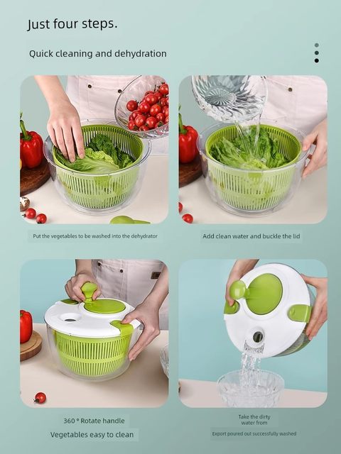 沙拉蔬菜脱水器家用神器沥水甩干机水果手动甩水篮厨房工具洗菜盆
