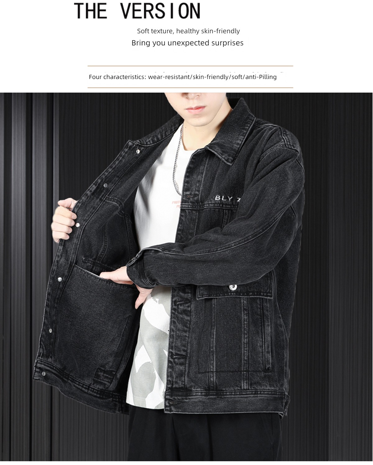 Chaopai black autumn easy Plush cowboy Jacket