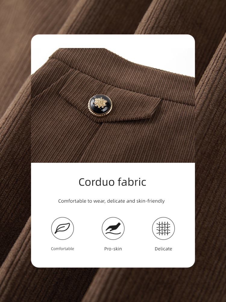 Yigu Retro Coffee winter corduroy skirt