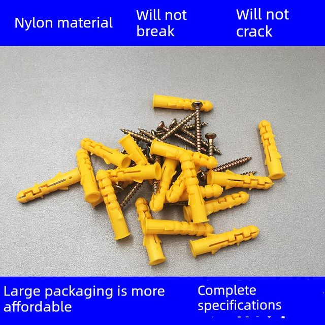 Small yellow fish plastic expansion tube expansion screw bolt expansion plug rubber plug with self-tapping 6/8/10/12mm