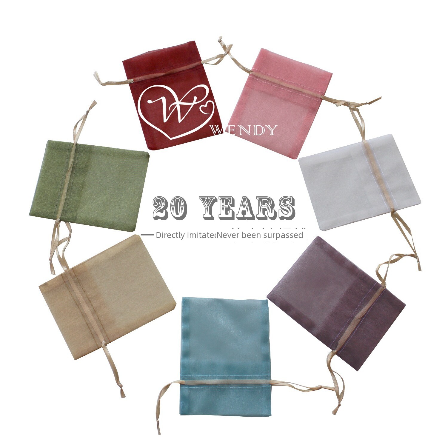 Wen Di Gauze Drawstring Bag, Plain Thick and Dense Gauze Bag for Wedding, Birthday, Candy Box, Gift, and Jewelry Packaging