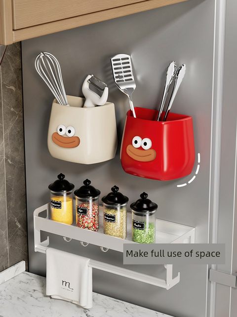 Refrigerator magnetic storage rack outside plastic wrap bag home door rear entrance kitchen magnet storage box