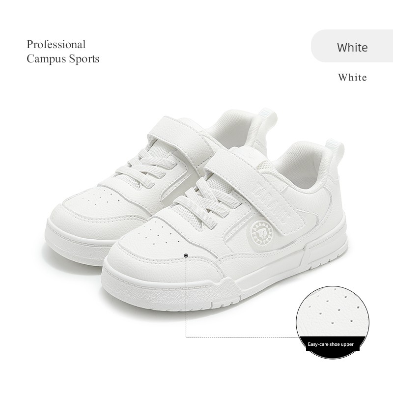 Tyrannis Kidsren's White Sports Shoes for Boys and Girls, Lightweight White Shoes for Campus, Versatile Casual White Sneakers — 2