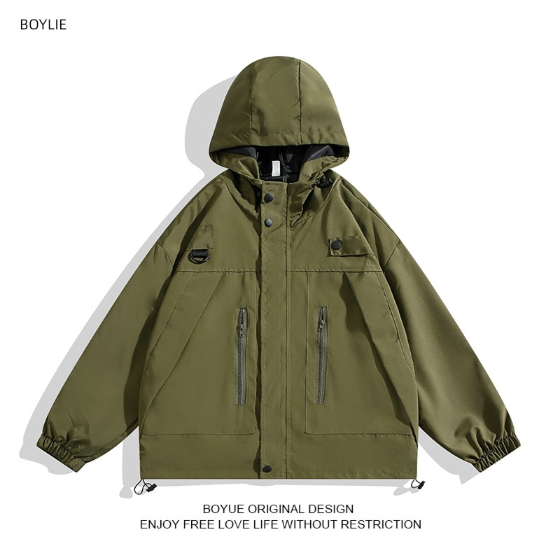 vintage autumn outdoors Ruffian handsome Hooded Windbreak