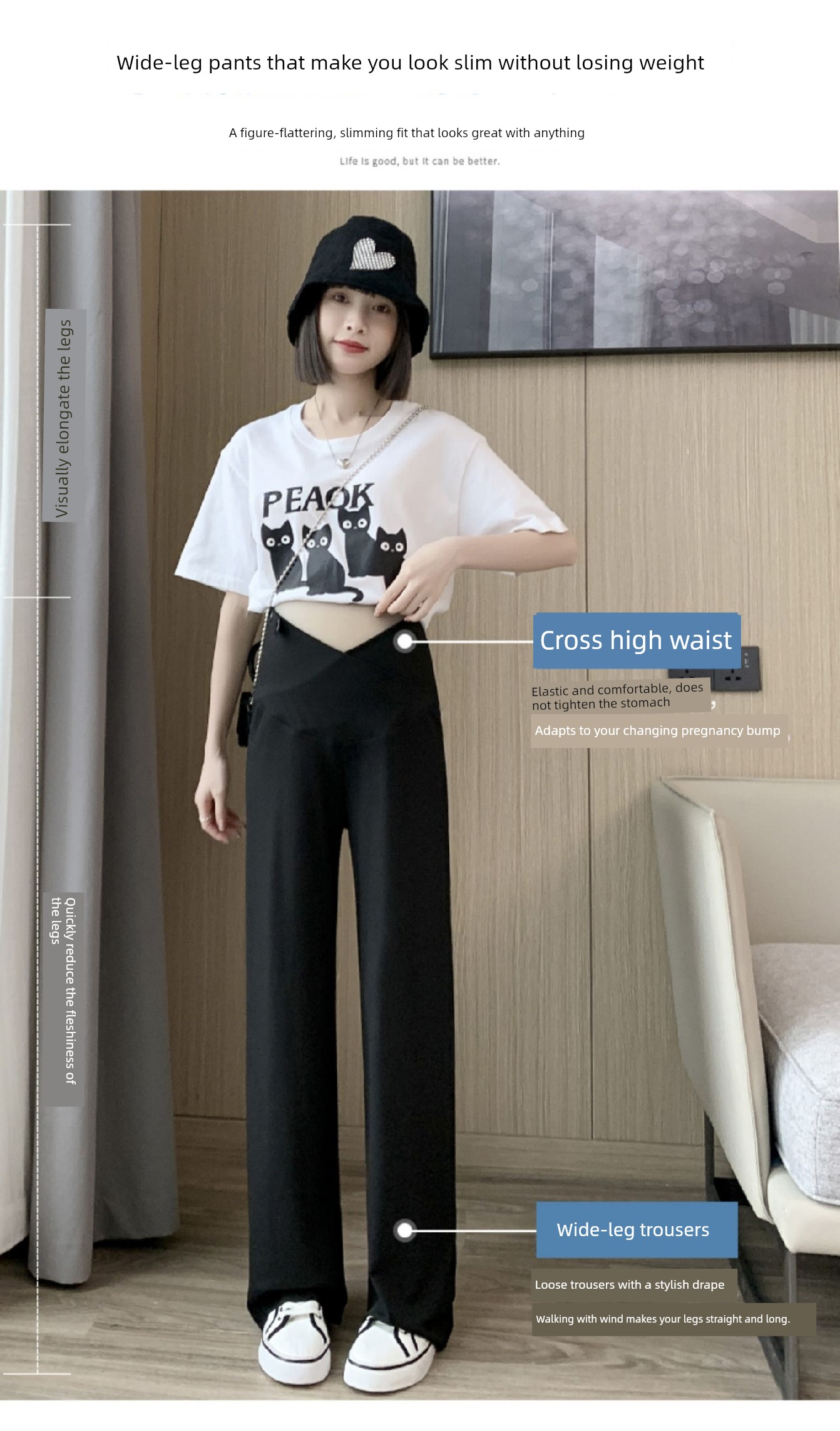 Maternity Pants Ice Silk Summer Thin Wide-Leg Pants Belly Support Straight Casual Pants Plus Size Summer Leggings for Women — 7