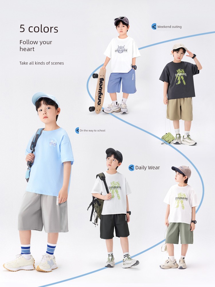Zuoxi Children's Clothing Boys' Shorts Summer Thin Cool Breathable Pants 2026 New Children's Summer Five-Point Pants Trendy — 3