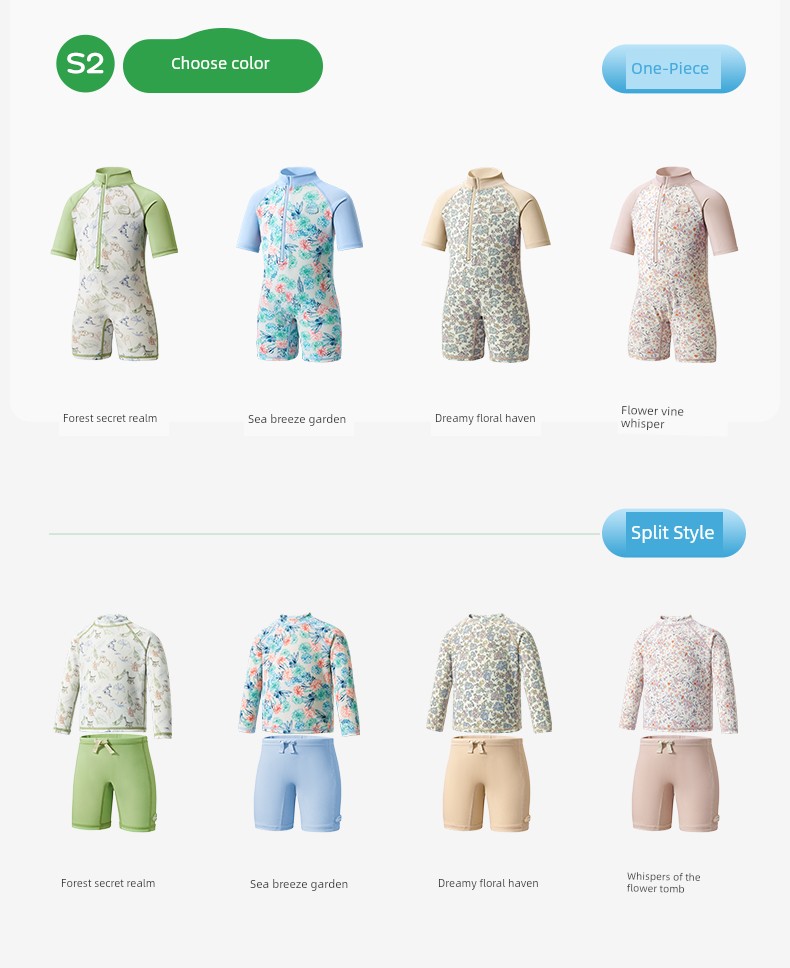 Kk Tree Children's Swimwear Boys Girls Sun Protection Baby Swimwear Toddler Two-Piece One-Piece Swimsuit Infant New Summer Model — 35