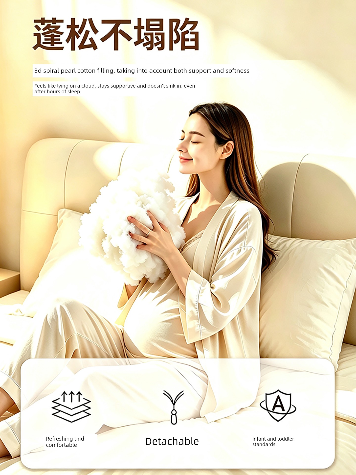Pregnancy Pillow for Waist Support, Side Sleeping, Belly Support, Side-Lying Pillow, Pregnancy-Specific Sleeping Pillow, Special Pillow for Late Pregnancy — 4
