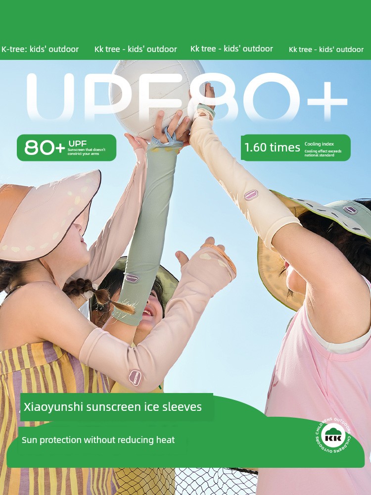 Kk Tree Children's Ice Sleeves for Boys and Girls, Summer Sun Protection Sleeves, Original Yarn Uv Protection, Cool and Breathable Baby Arm Sleeves