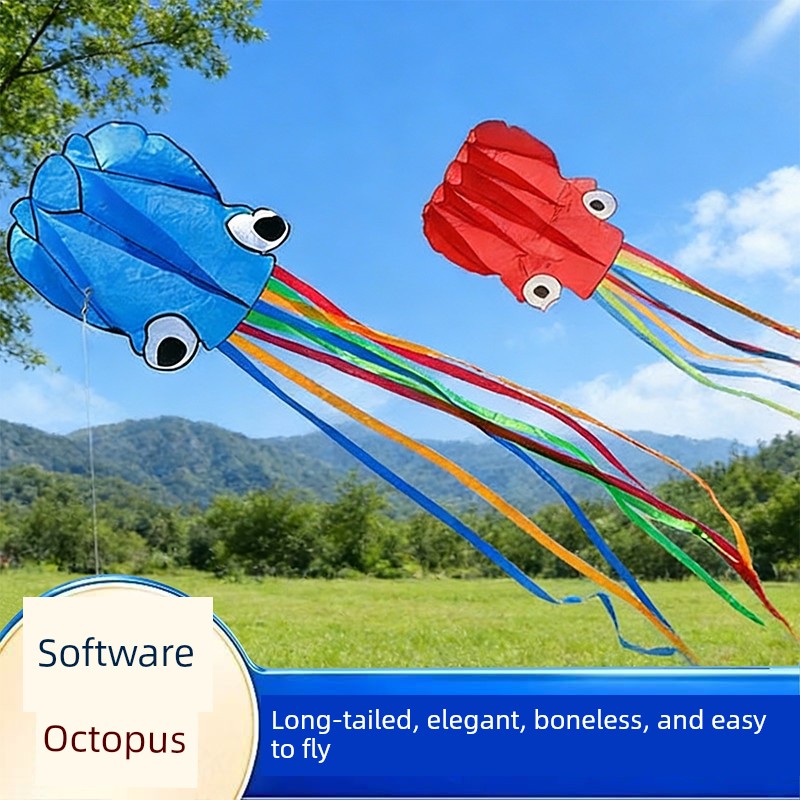 Little Octopus Kite for Children, Foldable and Portable 2026 Model, Cartoon Boneless Soft Kite, Popular Outdoor Toy