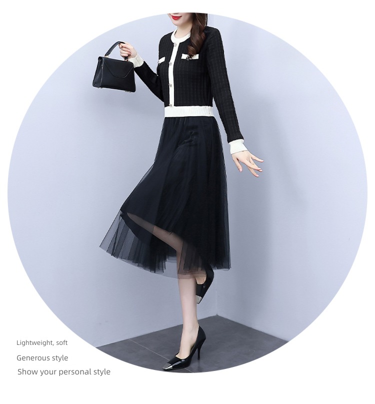 Little fragrance ma'am Autumn and winter Show thin sweater Fake two