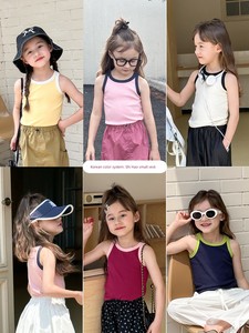 Refreshing Kids Baby Western Style Color Matching Color Stripes Summer Clothes