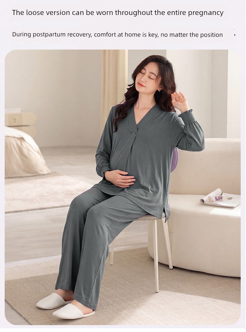 Cat People Maternity Nursing Pajamas 2026 New Thin Sweat-Absorbent Postpartum Special Maternity Nursing Homewear — 12
