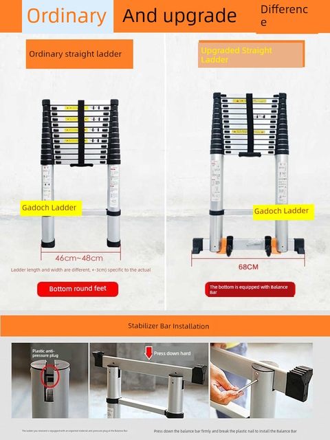 Jiaduoqi aluminum alloy ladder household folding ladder straight ladder indoor lifting escalator foldable portable storage indoor