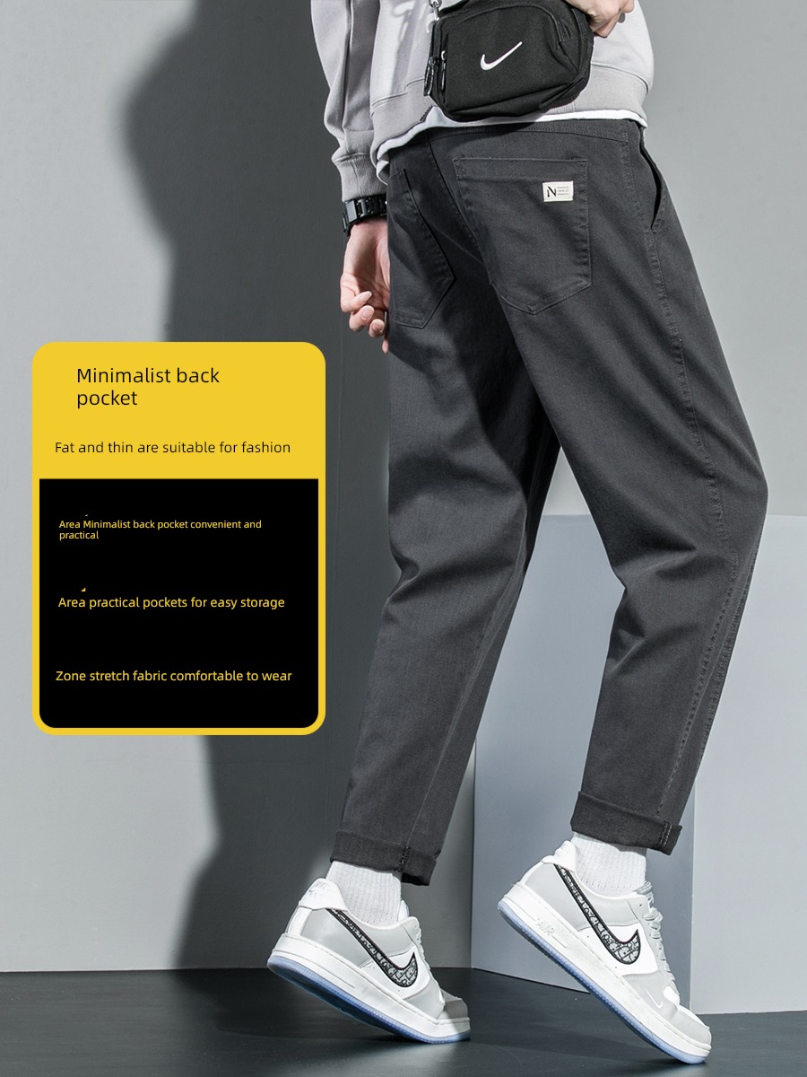 Straight cylinder Plush work clothes spring and autumn Chaopai leisure time trousers