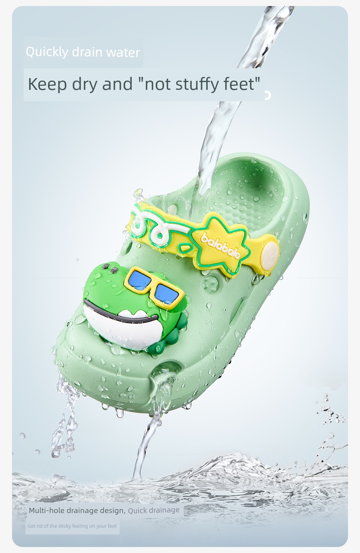 Balabala Children's Slippers for Boys, Summer Baby Clogs, Cartoon Shark Design, Kids' Girls' Bath Sandals — 7