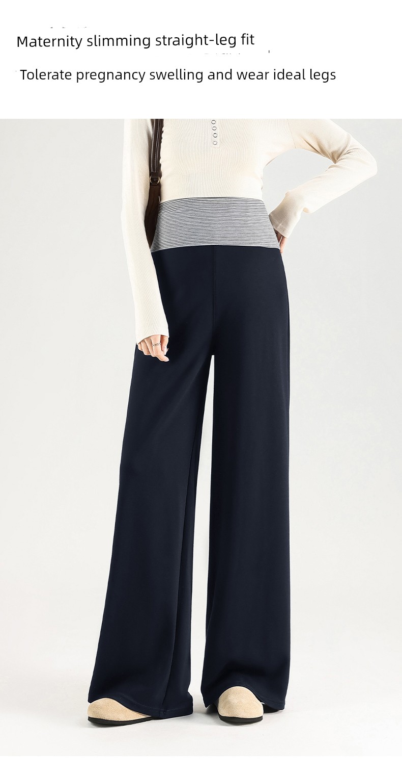 Jq Jingqi Maternity Pants for Autumn and Winter, New Style Lyocell Wide-Leg Pants, Non-Tightening Long Pants for Pregnant Women — 9