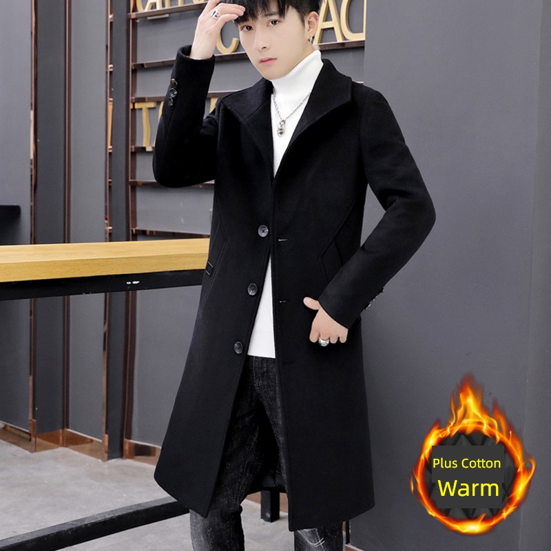 Over the knee Autumn and winter Chaopai Medium and long term woolen overcoat