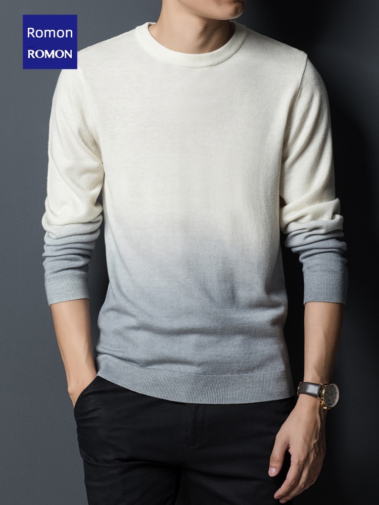 Pure sheep Romon Gradients knitting Lay a foundation man sweater