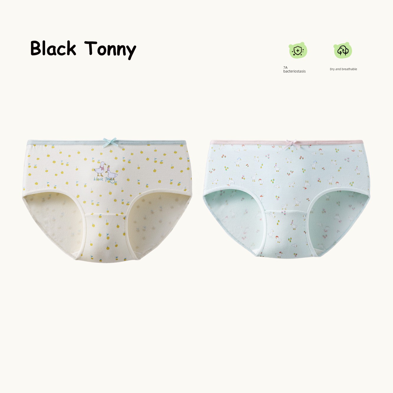 Cotton Antibacterial Little Black Tony Girl's Underwear — 3