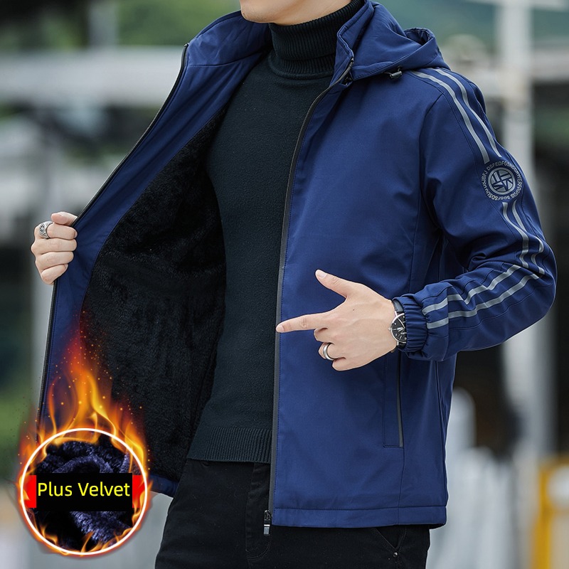 NGGGN Plush keep warm Hooded easy man Jacket