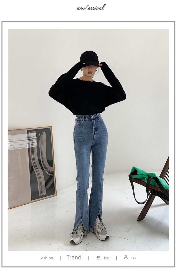 WARDROBE Fork Autumn and winter High waist easy Jeans