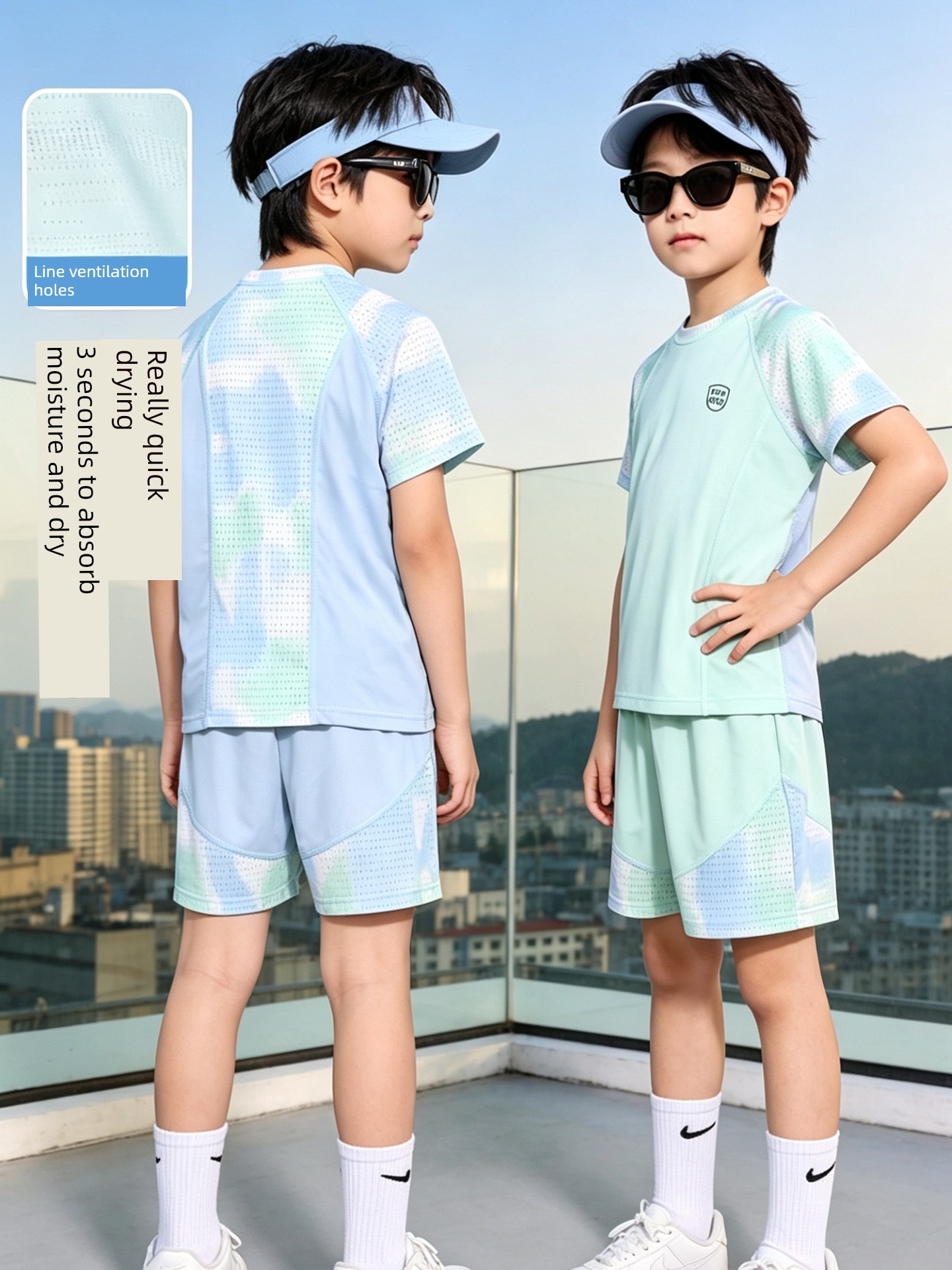 2026 New Children's Clothing Girls' Quick-Drying Sports Suit Children's Ice Silk Short-Sleeved Two-Piece Set Boys' Mesh Basketball Uniform — 2
