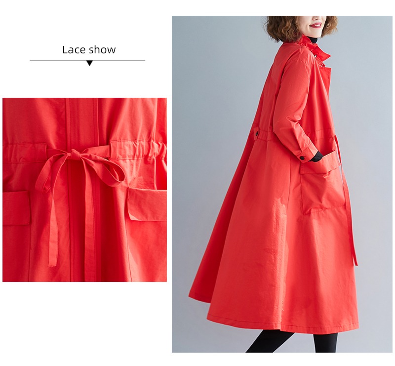 Foreign style Slightly fat Lotus leaf collar easy leisure time Windbreaker loose coat