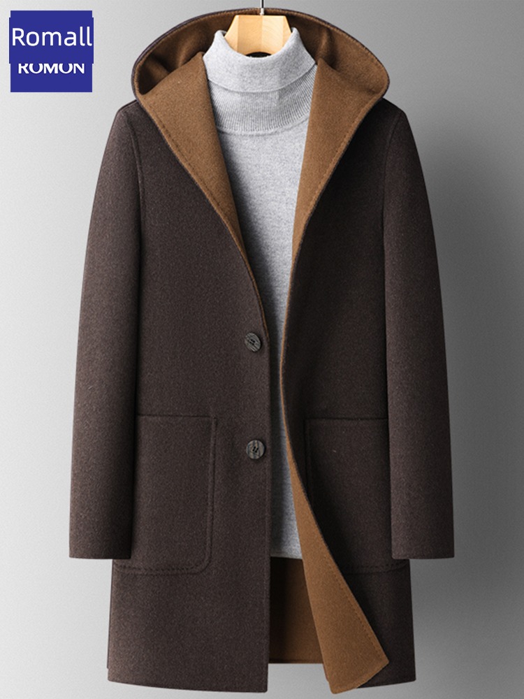 Romon Hooded Wear on both sides Medium and long term high-end wool