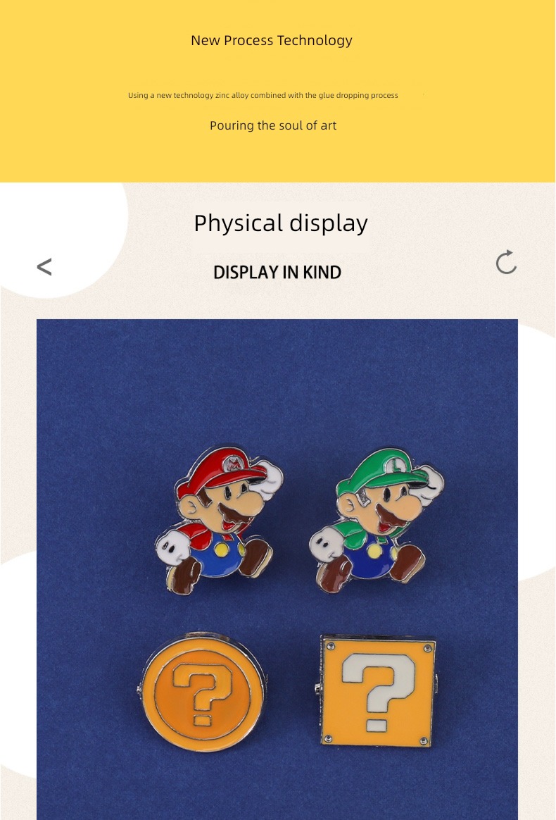ins Super Marie student Mario brother Brooch