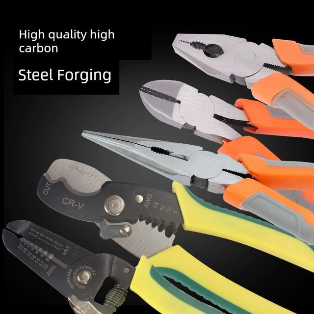 Vise 8-inch wire pliers 6-inch pointed nose pliers oblique nose pliers electrician wire stripper hardware tool wire cleat flat mouth pliers