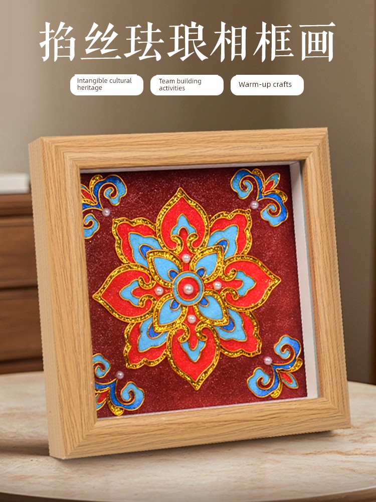 Cloisonné Enamel Painting of Chinese Scenery, DIY Material Kit, Traditional Craftsmanship for Beginners, Simple Handmade Gift, Picture Frame Display Painting