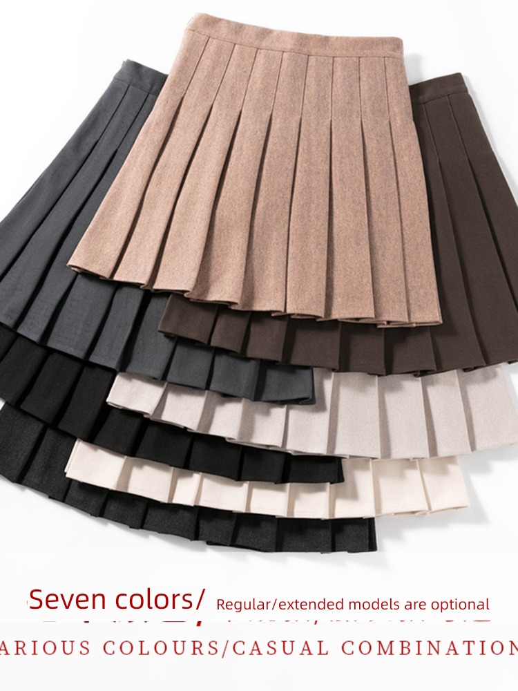 jk Wool female Autumn and winter Big size lengthen A word Pleated skirt