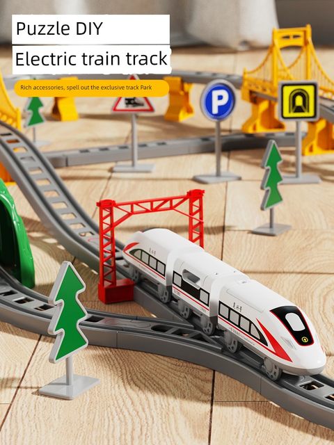 Electric high-speed train model small train assembled rail car children's toy simulation Fuxing train Harmony boy