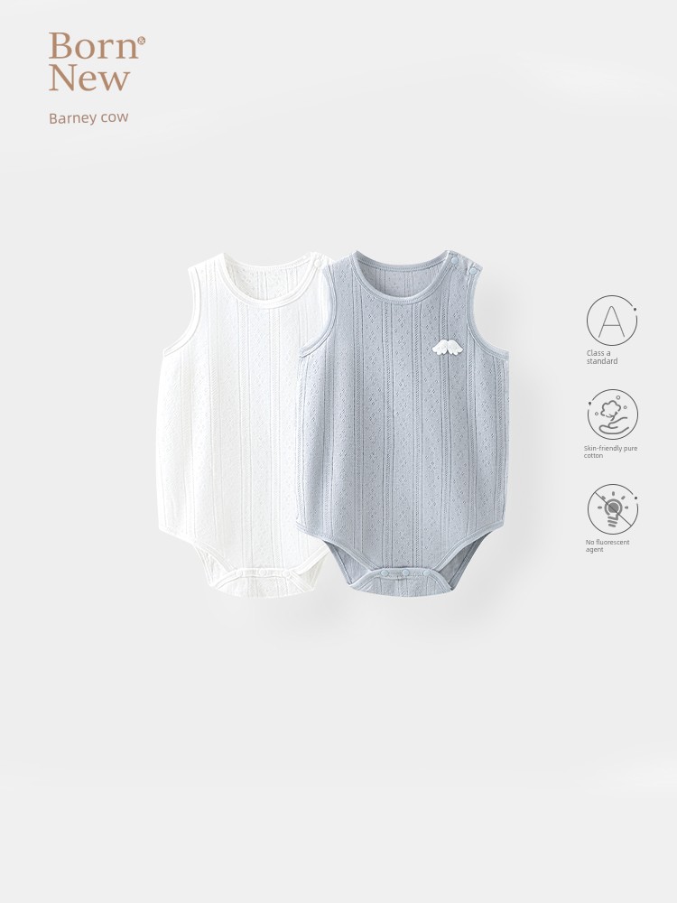 Baby Vest Romper Summer Thin Sleeveless Unisex Baby Triangle Romper Pure Cotton Newborn Onesie