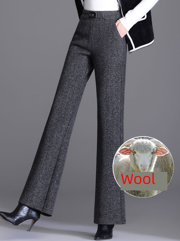 Wool female Autumn and winter easy Sagging sensation thickening bell-bottoms