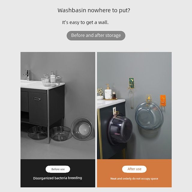 Bathroom storage rack without punching bathroom washbasin hook wall hang basin storage rack kitchen wall powerful glue hook