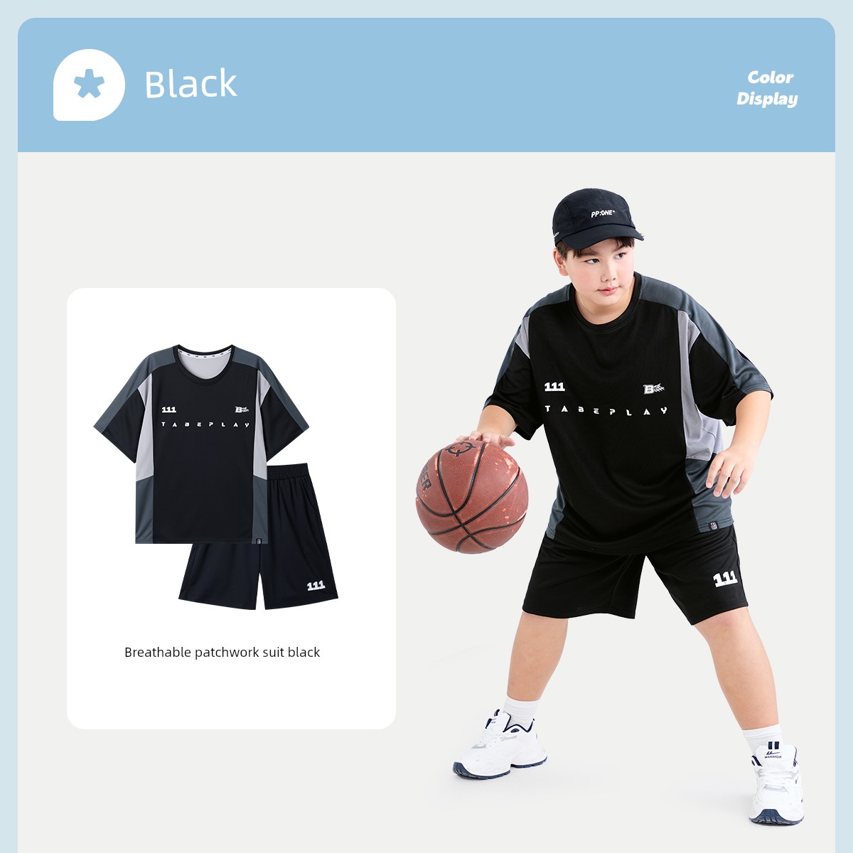 [Breathable and Sweat-Absorbent Two-Piece Set] Piggy Tony Kidsren's Sports Suit for Boys and Older Kidsren, Short-Sleeved T-Shirt and Shorts for Summer — 6