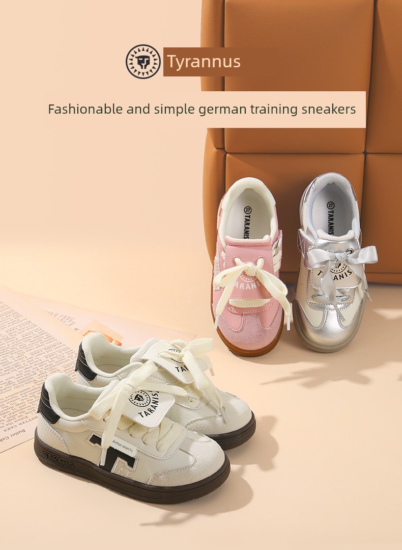 Tyrannis Children's Training Shoes, New Spring and Autumn Sneakers for Girls, T-Toe Silver Cover Ballet Casual Sports Shoes — 2