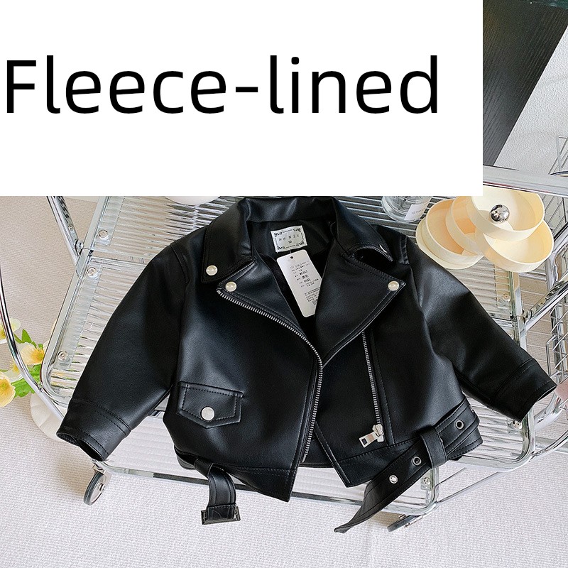 Girls' Fashionable Leather Jacket 2026 Autumn and Winter New Style Children's Fleece-Lined Thickened Leather Coat Baby Winter Warm Outerwear Trendy — 7