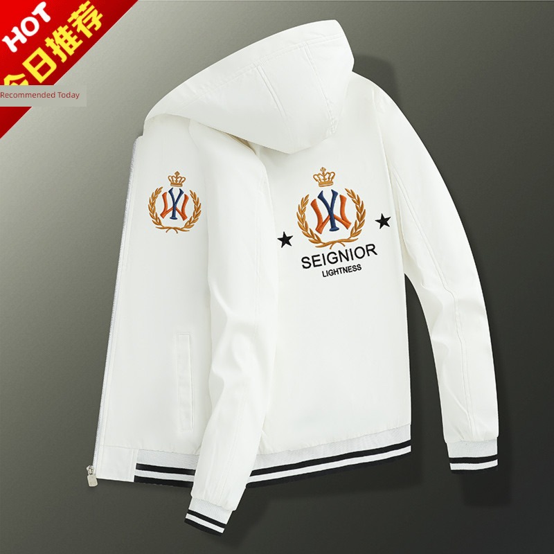 European station Hooded personality handsome mlb  Embroidery
