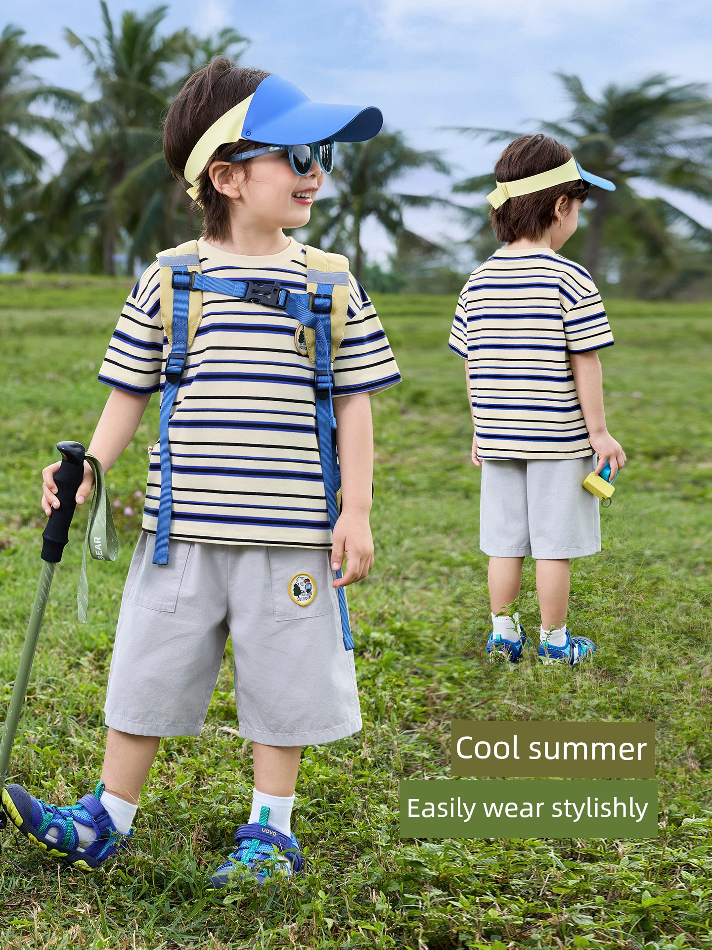 Boys' Color-Block Striped Short-Sleeve T-Shirt Summer Outfit Toddler Half-Sleeve 2026 New Children's Clothing Summer Kids' Top — 4