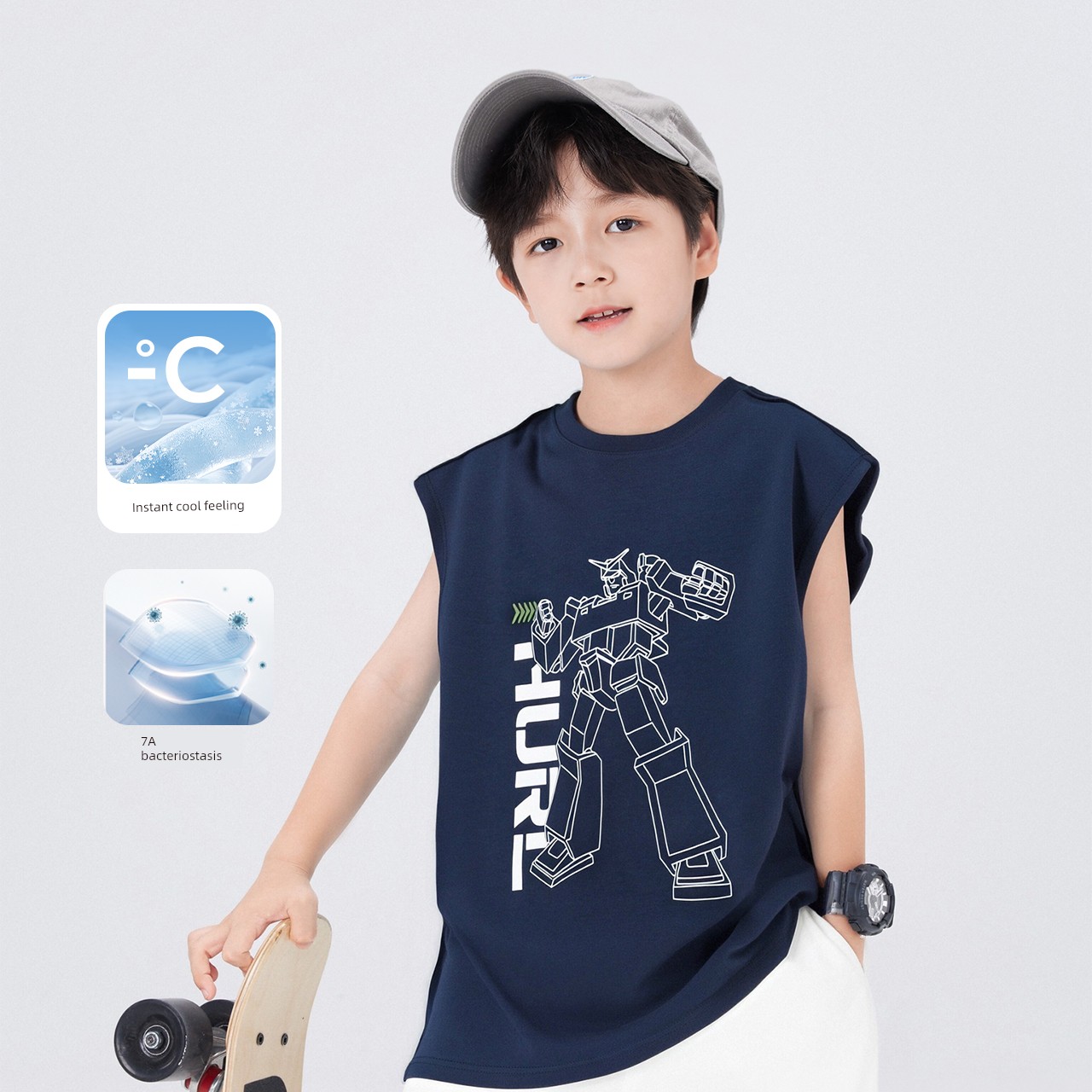 Zuoxi Children's Clothing Boys' Vest Summer Thin Sleeveless T-Shirt 2026 New Model Boys' Cool Outerwear Top — 2