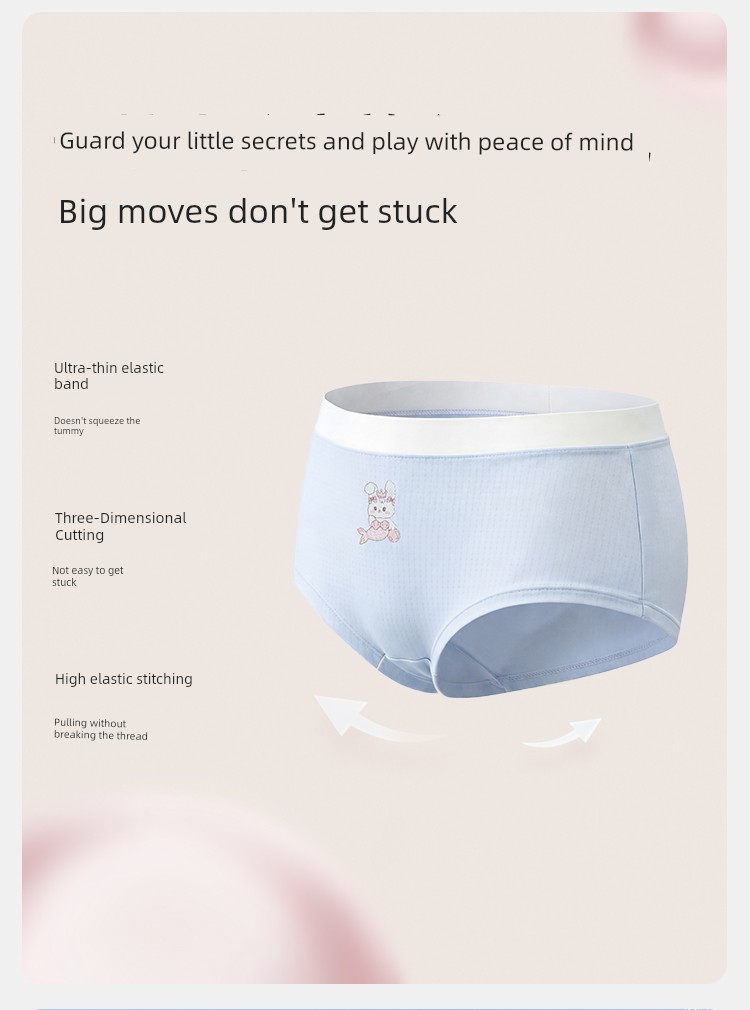 Balabala Girls' Cotton Boxer Briefs Children's Triangle Briefs Baby Boxer Briefs Class a Skin-Friendly Antibacterial Breathable Three-Pack — 8