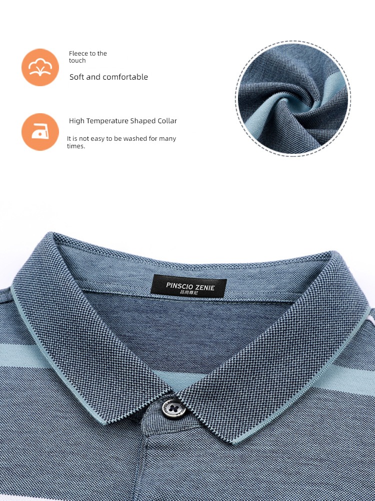 Middle aged and elderly Short sleeve breathable Color contrast stripe leisure time summer wear