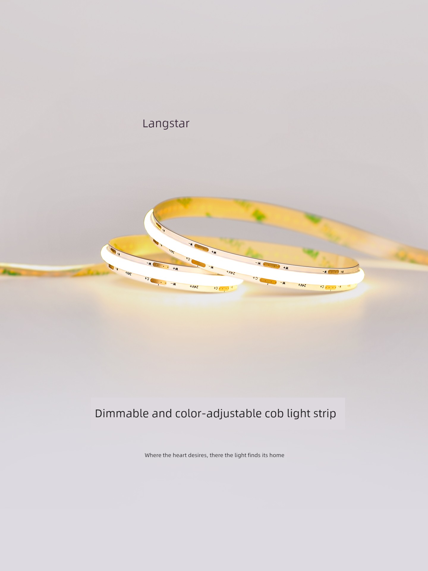 Smart Light Strip Cob Low Voltage 24V Two-Color Linear Light Dimming and Color-Changing Scene Atmosphere Smart Tricolour Light Belt